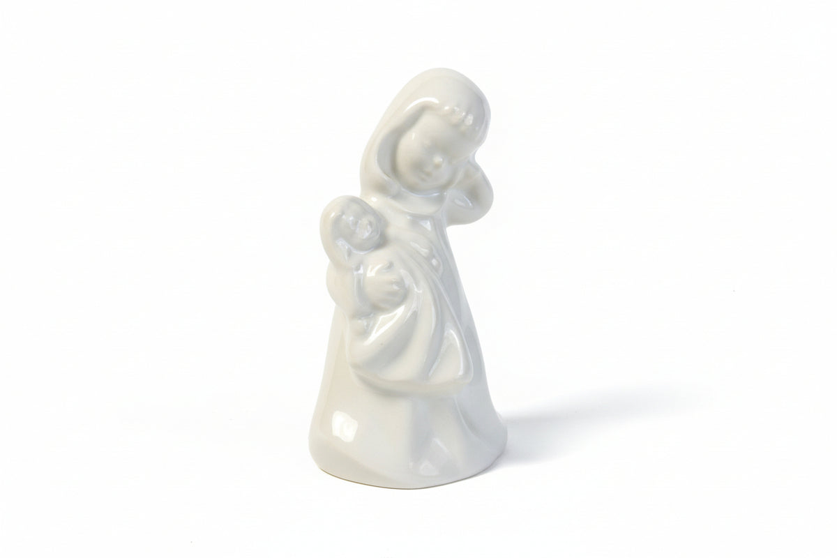 Vintage Ceramic Sleepy Girl Holding Doll White, 3” Tall|286879086912