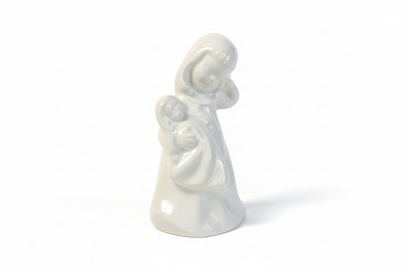Vintage Ceramic Sleepy Girl Holding Doll White, 3” Tall|286879086912
