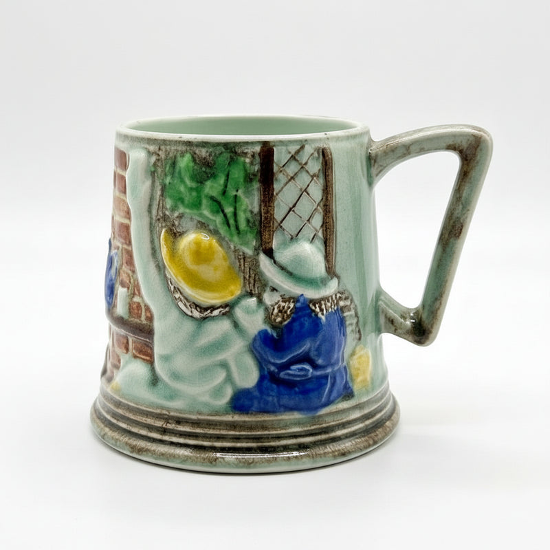 VINTAGE A.G. Wood Ltd Burslem ENGLAND Handpainted Cottage Cruet/Toby Mug Set|286918324681