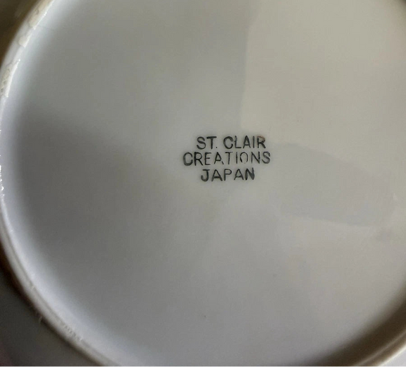 Japan Vintage St Clair Opalescent White & Grey Cup And Saucer|286894389237