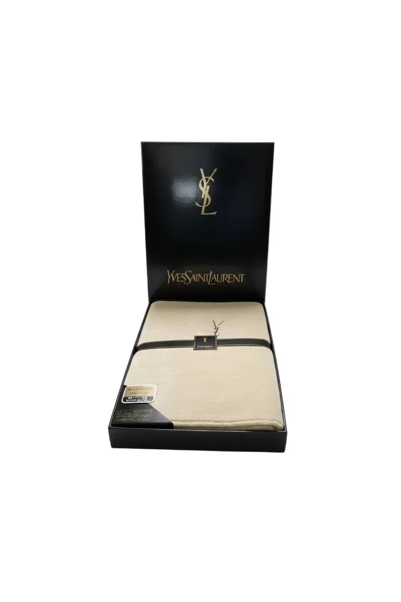 Yves Saint Laurent YSL Plush Boar Sheet Blanket 140x250cm Beige Acrylic QX Japan|286969628462