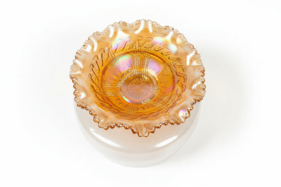 ANTIQUE FENTON Marigold Thistle Carnival Glass Bowl Ruffled Edge C.1911|286941344590