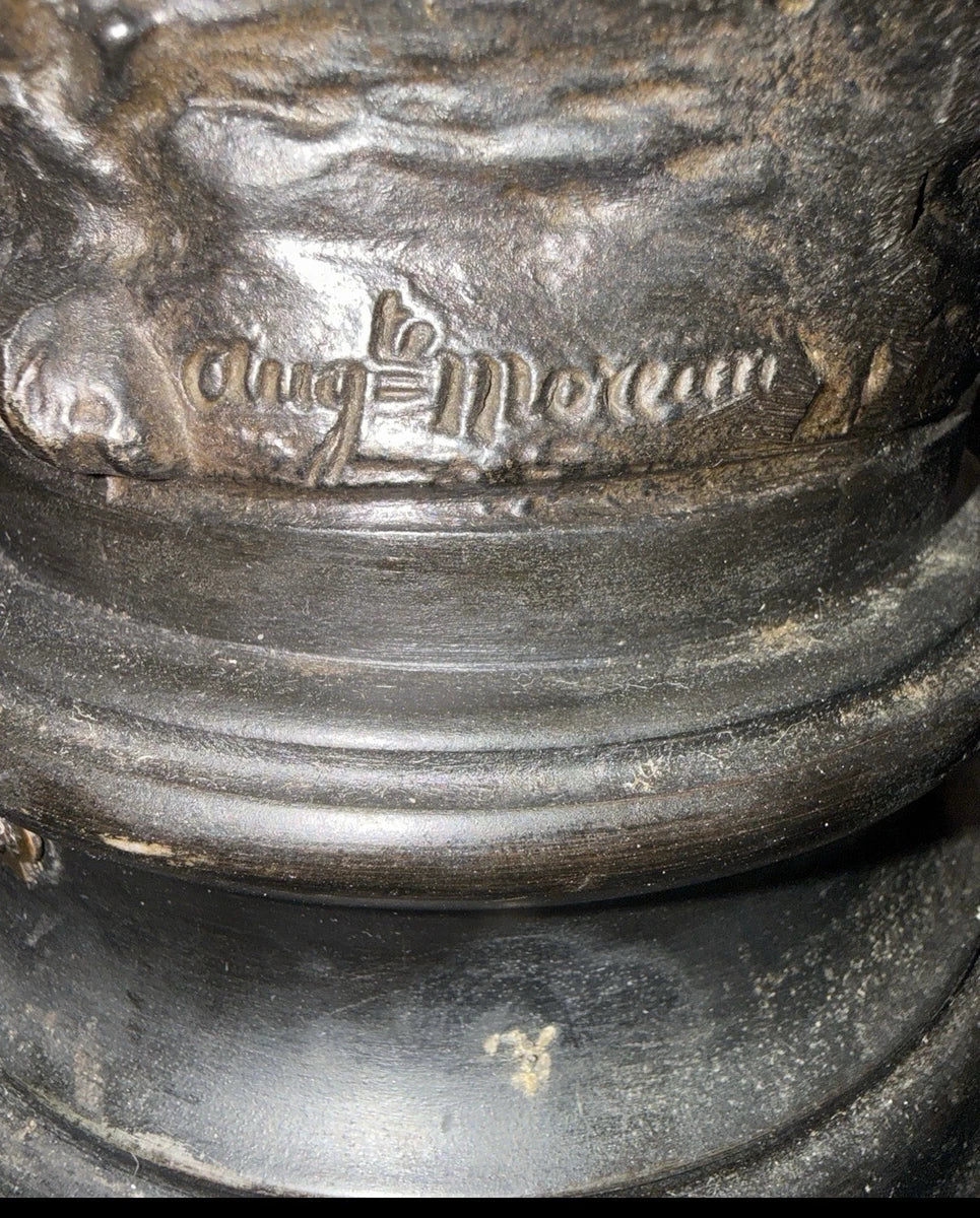 Antique Art Nouveau Spelter Lamp "Le Temps des Roses"by Auguste Moreau (c. 1900)|286964527572