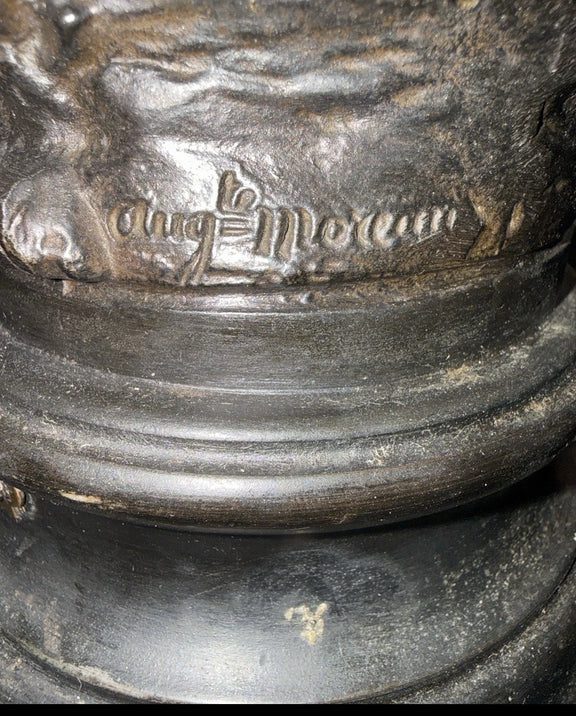 Antique Art Nouveau Spelter Lamp "Le Temps des Roses"by Auguste Moreau (c. 1900)|286964527572