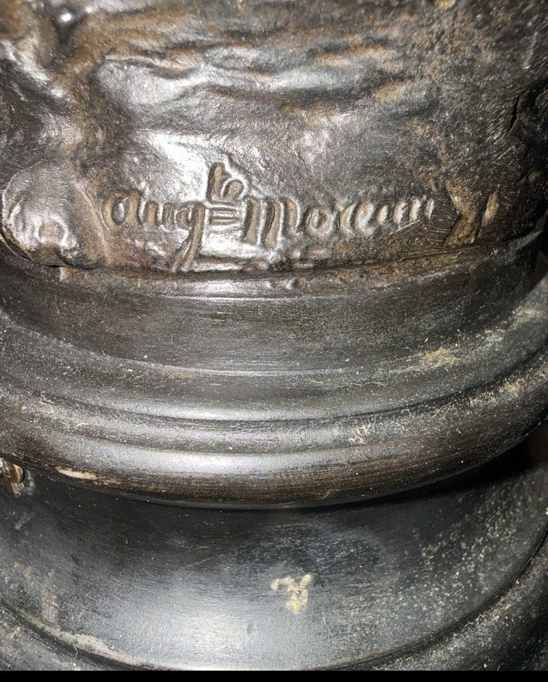 Antique Art Nouveau Spelter Lamp "Le Temps des Roses"by Auguste Moreau (c. 1900)|286964527572