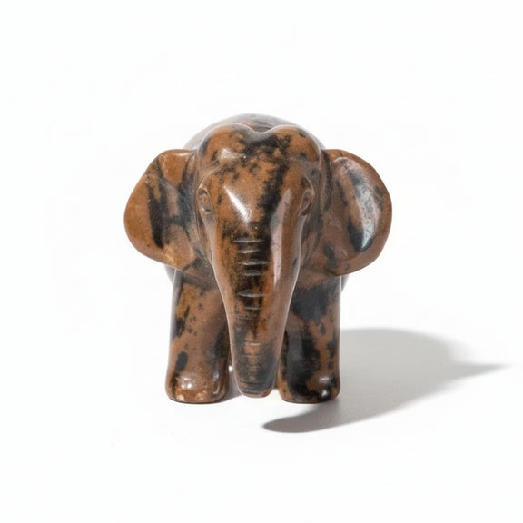 Vintage MCM Ceramic Elephant Figurine - Brown Mottled Tortoiseshell Glaze - 3”|286880840962