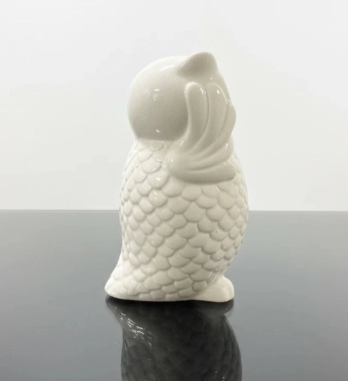 Vintage-Style White Ceramic Owl Figurine|287067117108
