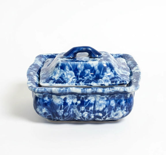 Vintage Burleigh Calico Blue Soap Dish - Staffordshire England Chintz Ironstone|286871931087