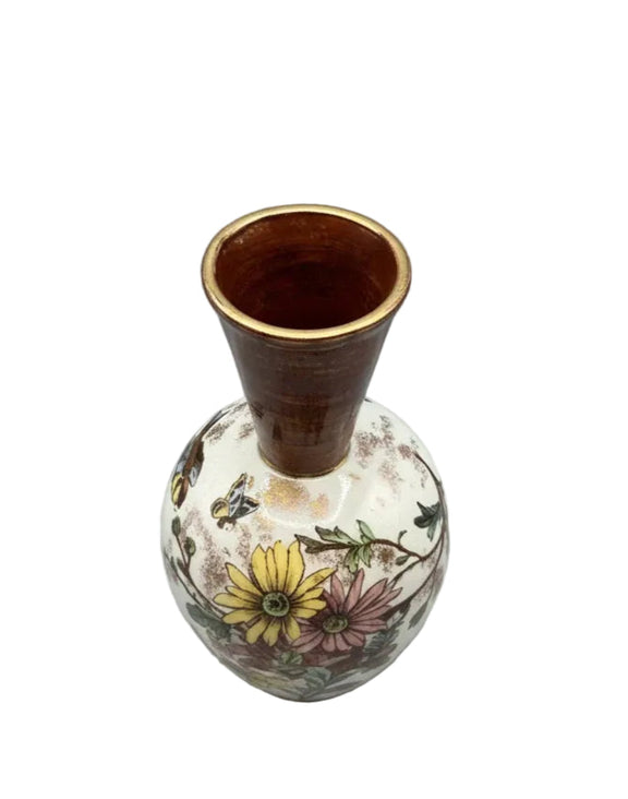 Rare Antique MOORE & CO. Floral Bud Vase 1872 Porcelain Hand Painted Gilt|286964472282