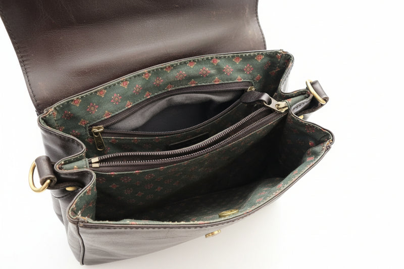 VINTAGE GISONDI COLLECTION Black Genuine ITALIAN LEATHER Top Handle Bag|286928467109