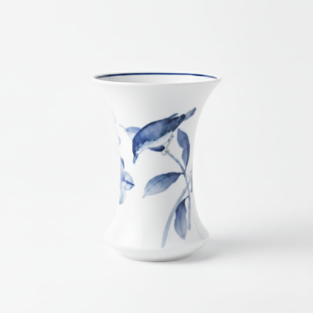 Hutschenreuther Germany Bone China Vase — Blue Bird on Branch, Vintage 1970s