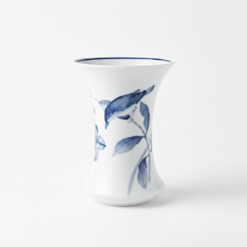 Hutschenreuther Germany Bone China Vase — Blue Bird on Branch, Vintage 1970s