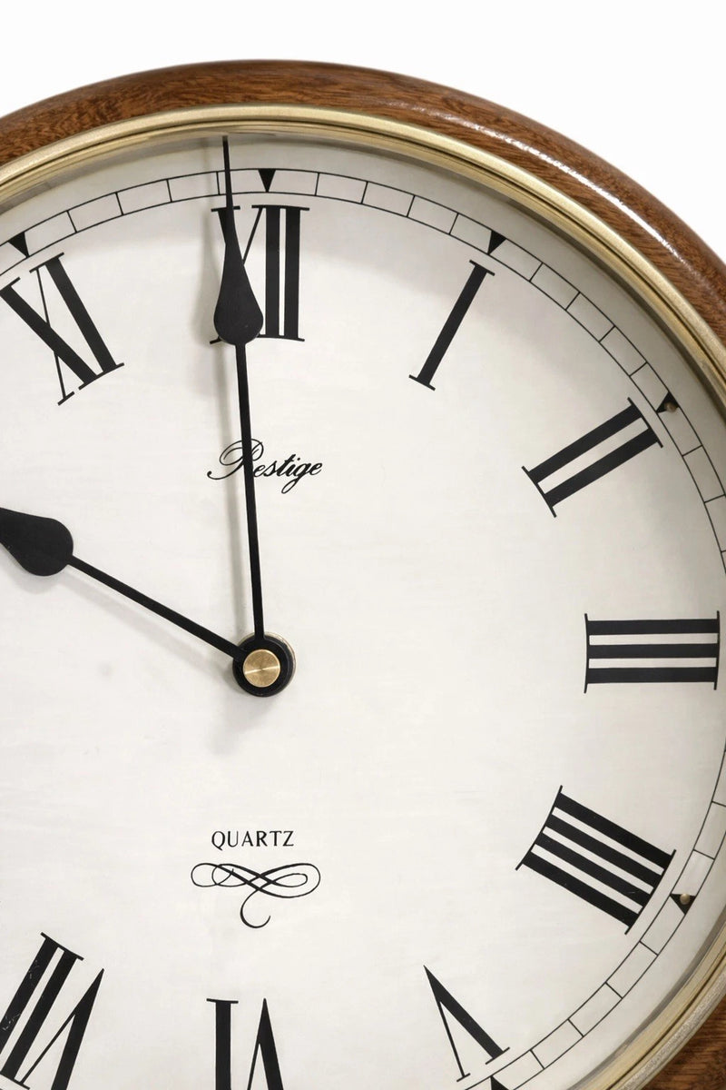 Vintage Prestige Quartz Wall Clock | Round Solid Wood Frame Baronet Heritage Series | c.1995