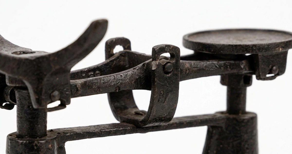 Pair of Antique Cast Iron Balance Scales – Traditional European Counter Scale, UK 1900–1940