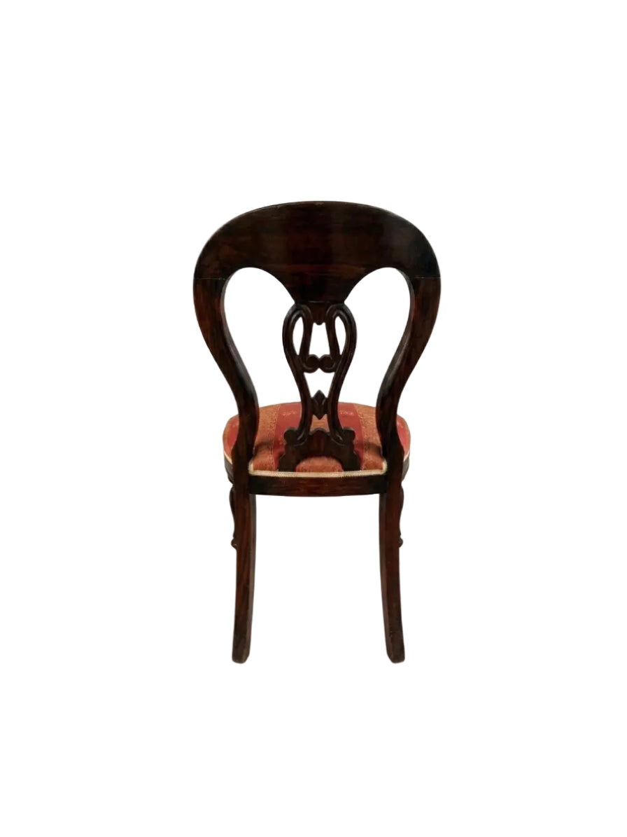 Pair Victorian Balloon Back Dining Chairs — Red Brocade