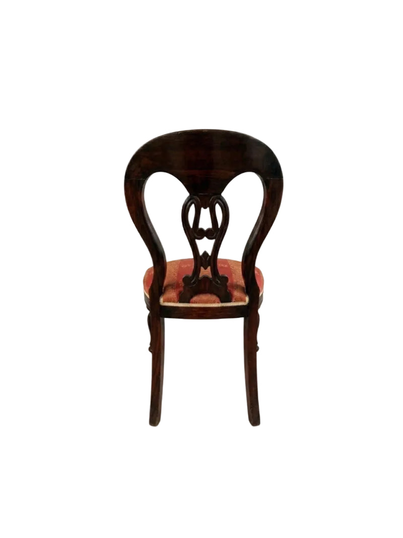 Pair Victorian Balloon Back Dining Chairs — Red Brocade
