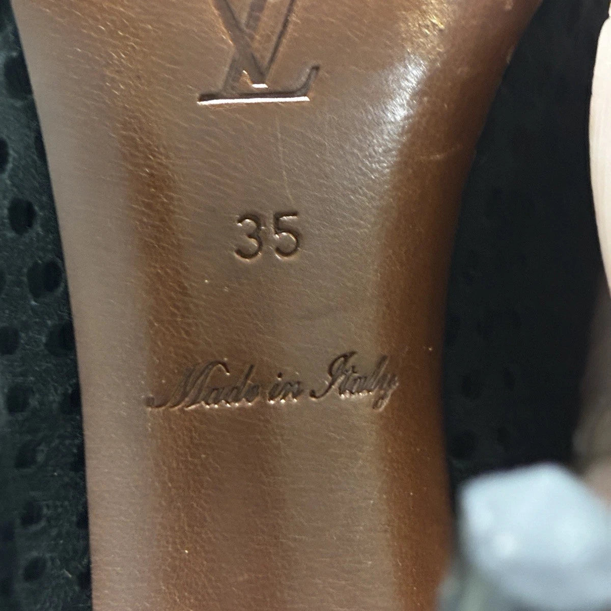 Louis Vuitton Black Suede Perforated Peep-Toe Stiletto
