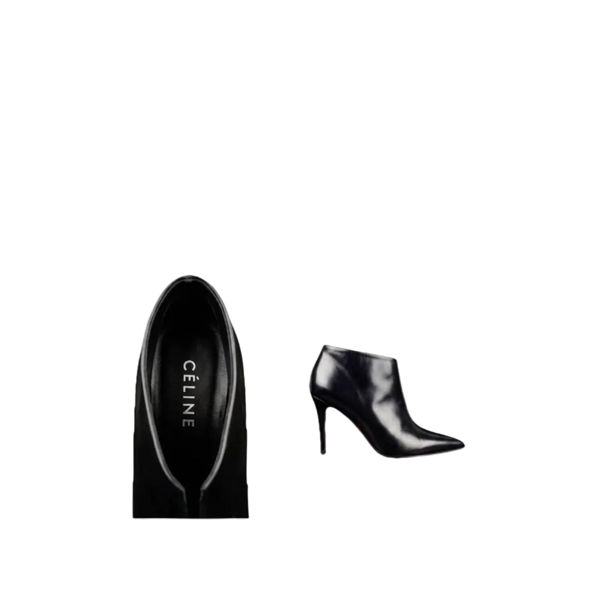 Céline Phoebe Philo Black Calfskin Sharp V-Neck Stiletto