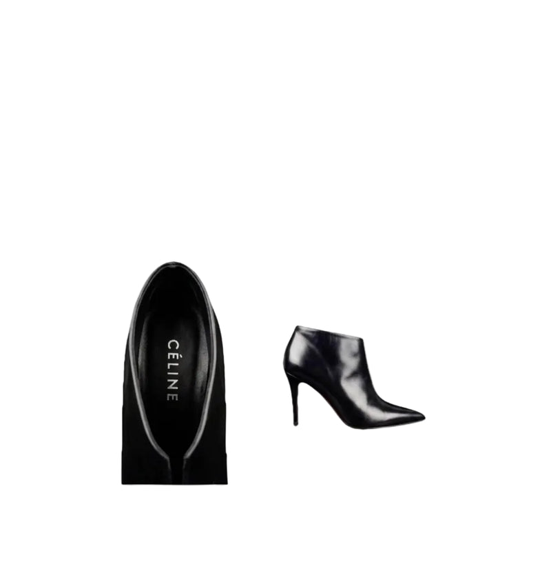 Céline Phoebe Philo Black Calfskin Sharp V-Neck Stiletto