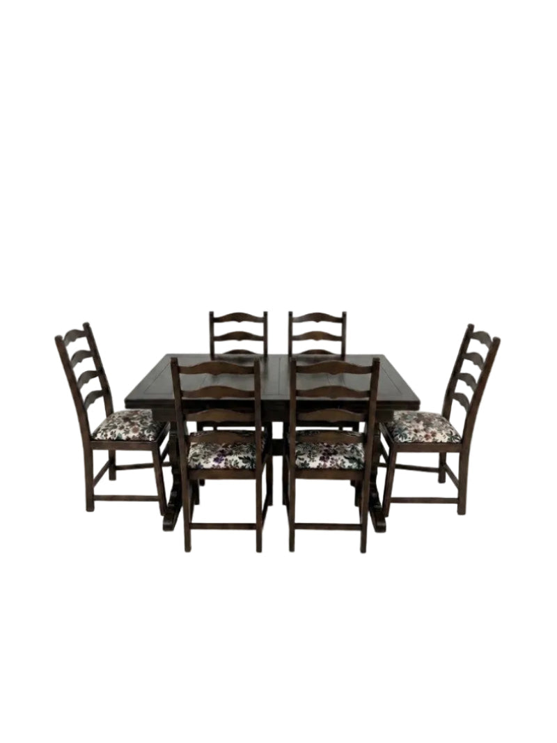 Ercol Refectory Extension Dining Table & 6 Ladderback Chairs