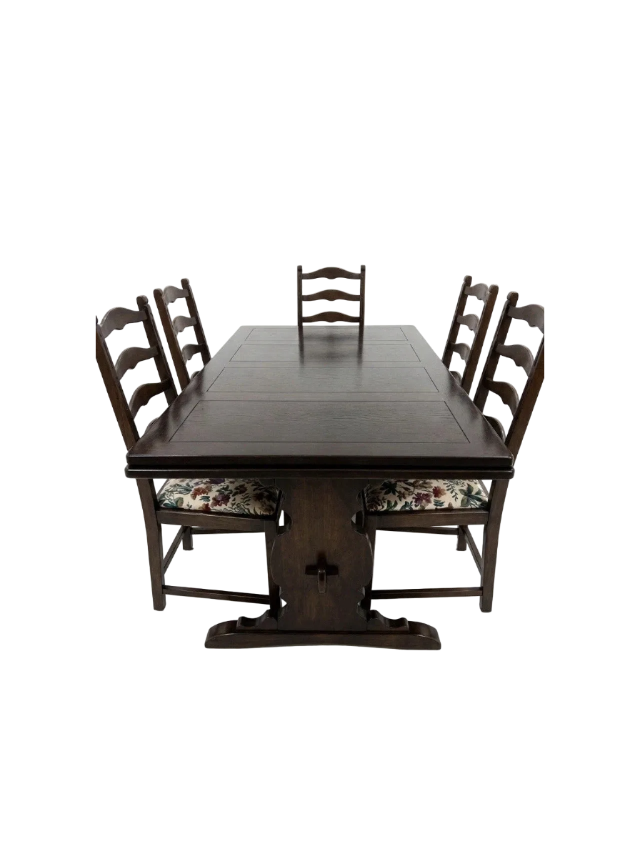 Ercol Refectory Extension Dining Table & 6 Ladderback Chairs