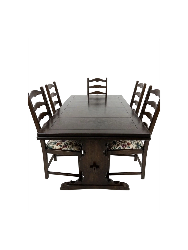 Ercol Refectory Extension Dining Table & 6 Ladderback Chairs