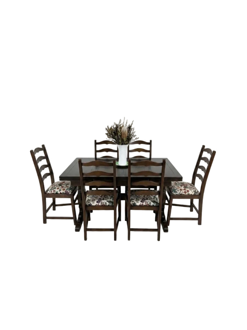Ercol Refectory Extension Dining Table & 6 Ladderback Chairs