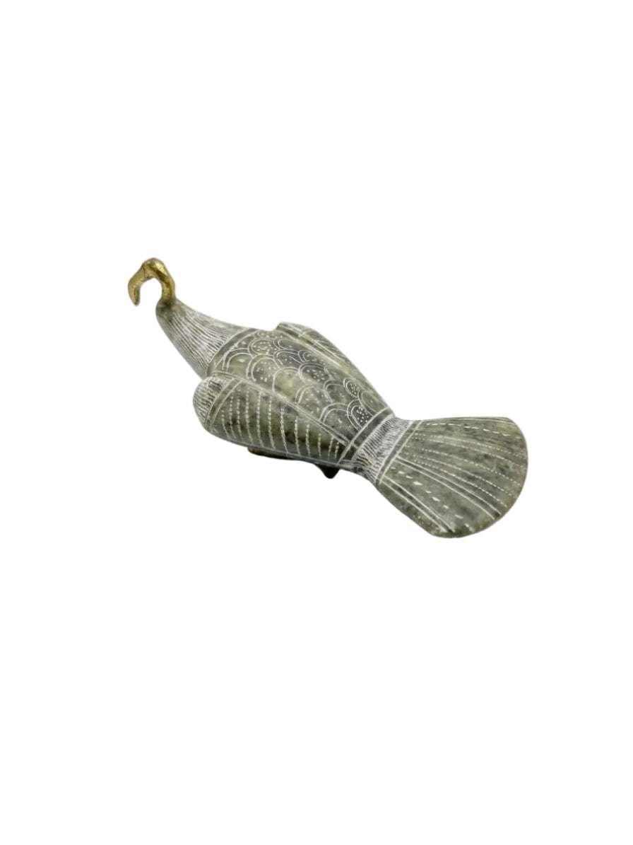 Vintage Hand-Carved Stone & Brass Ibis Bird Figurine – Egyptian