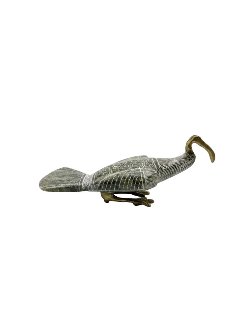 Vintage Hand-Carved Stone & Brass Ibis Bird Figurine – Egyptian