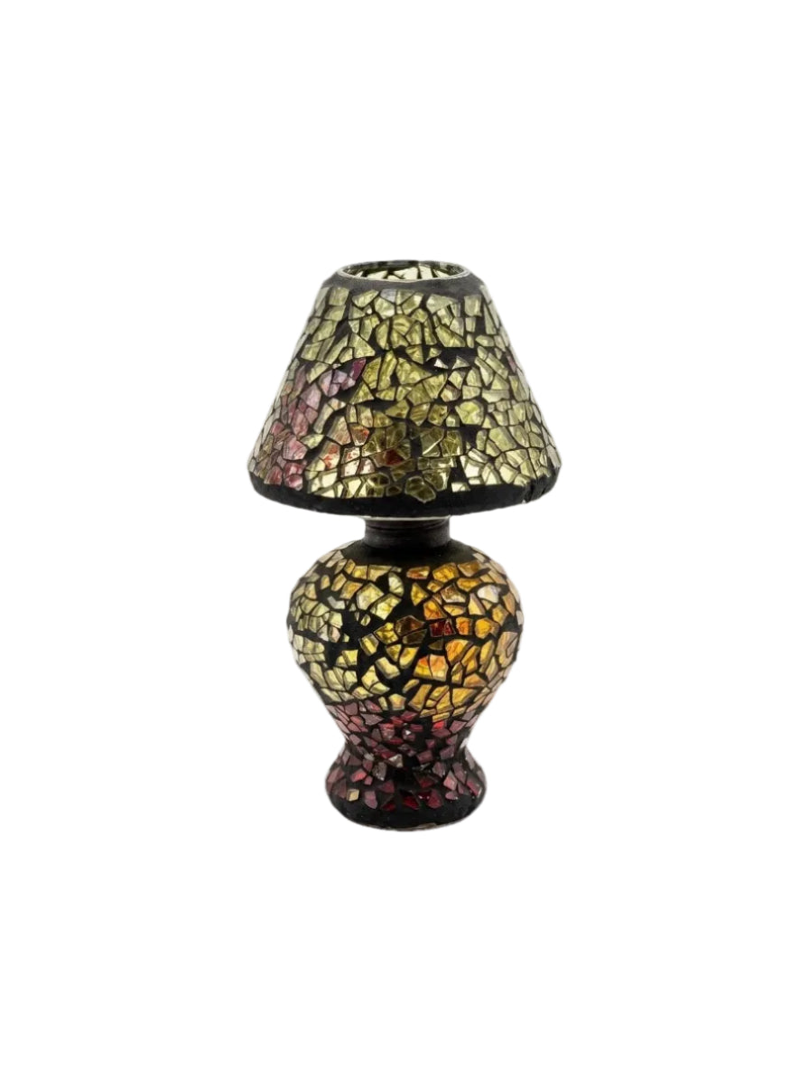 Moroccan Style Mosaic Glass Candle Holder & Mini Accent Lamp