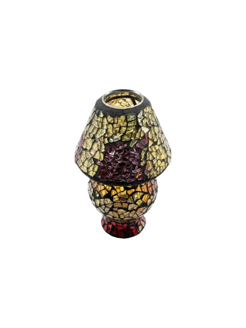Moroccan Style Mosaic Glass Candle Holder & Mini Accent Lamp