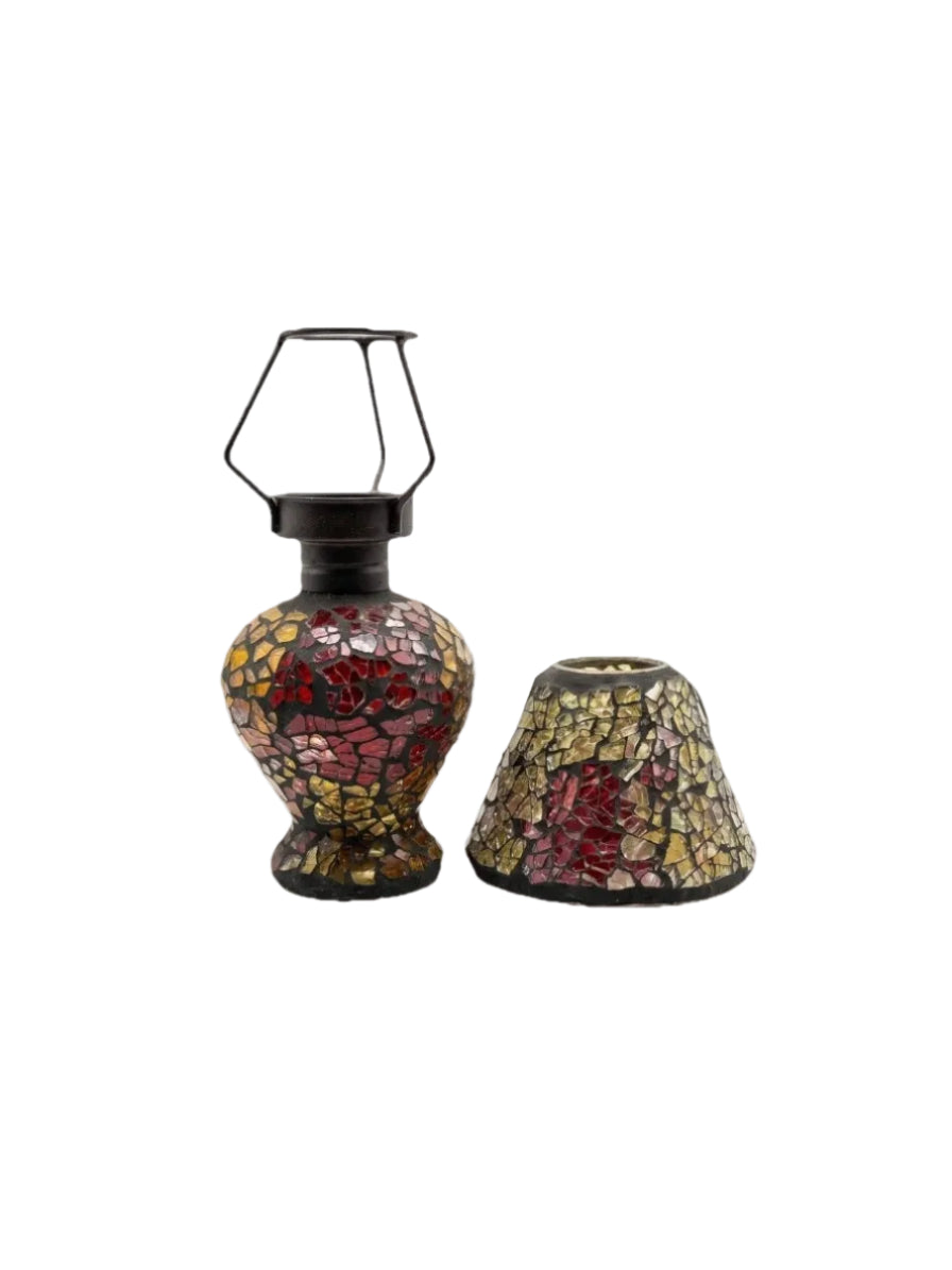 Moroccan Style Mosaic Glass Candle Holder & Mini Accent Lamp