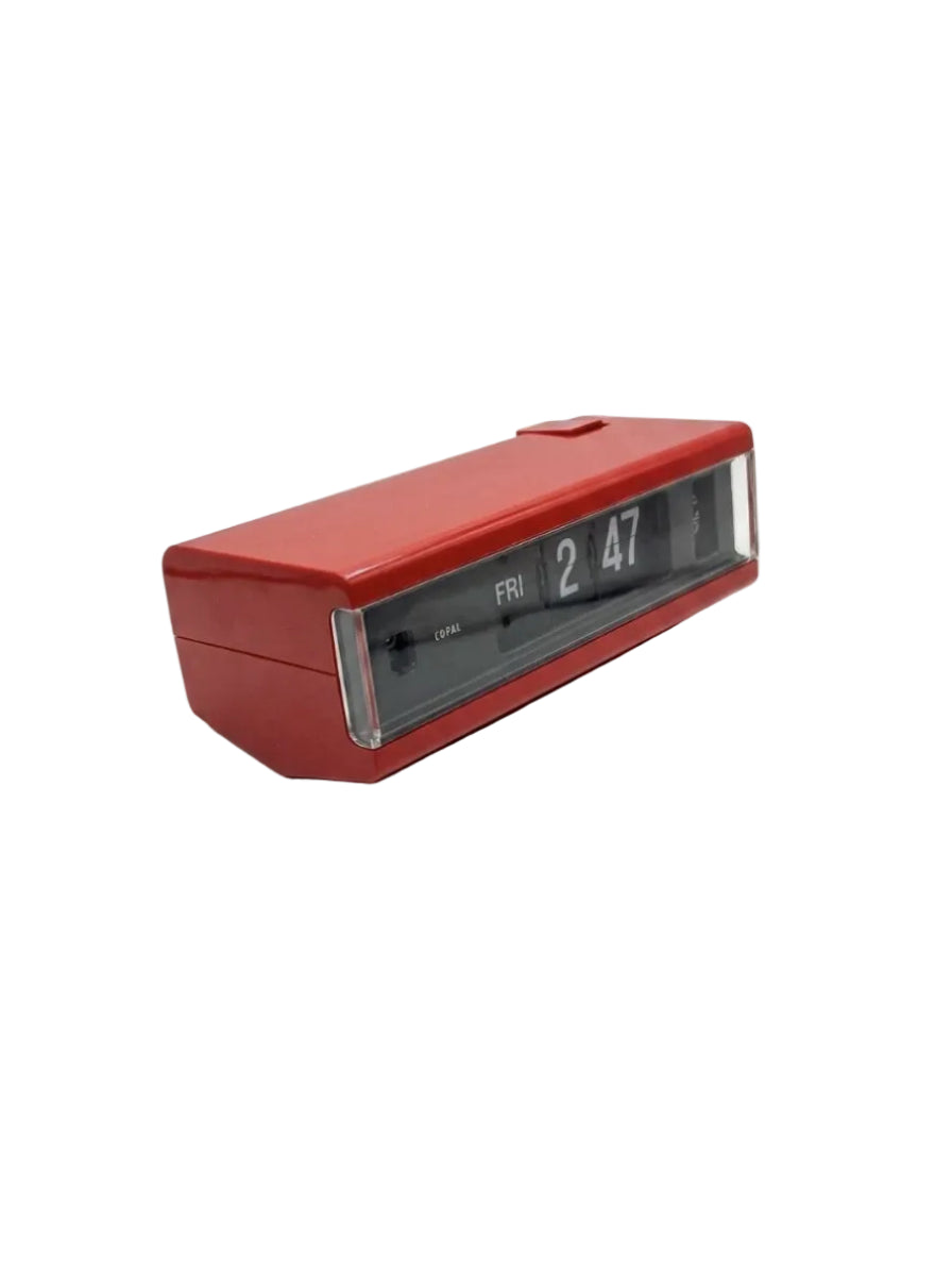 Copal 229 Red Flip Clock Japan Space Age 70s Desk Alarm