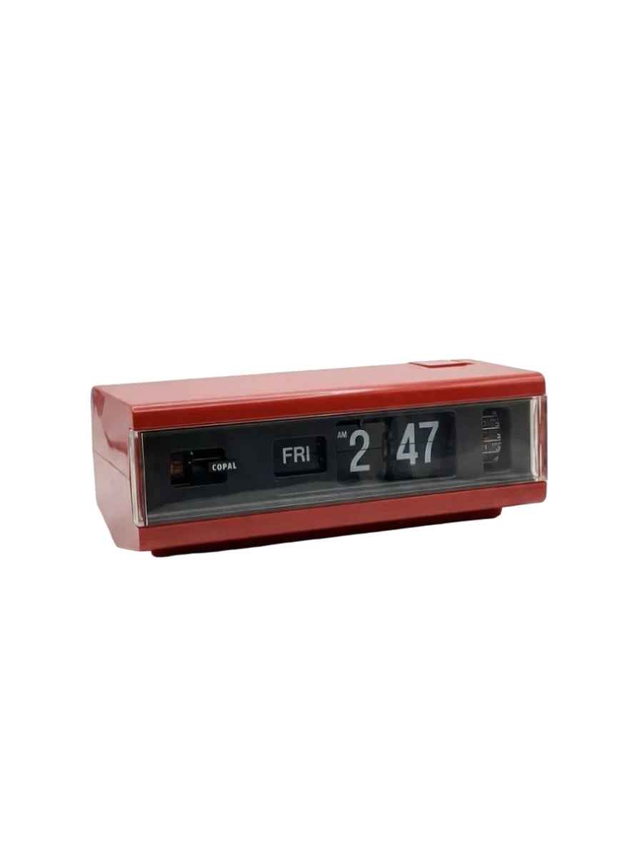 Copal 229 Red Flip Clock Japan Space Age 70s Desk Alarm