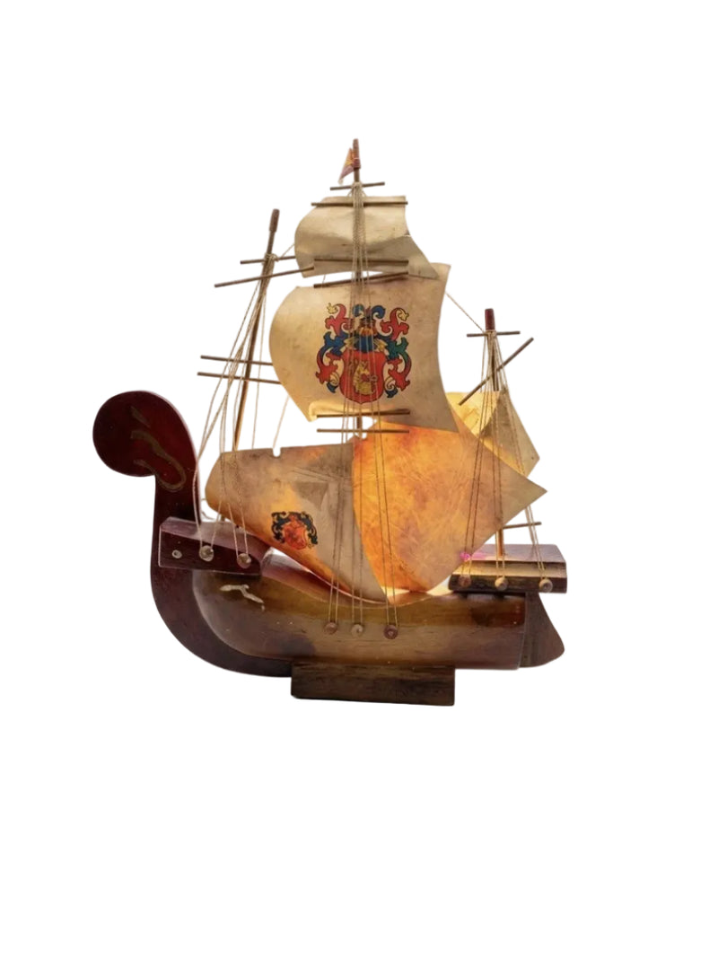Vintage Spanish Galleon Wooden Ship Lamp Mood Light