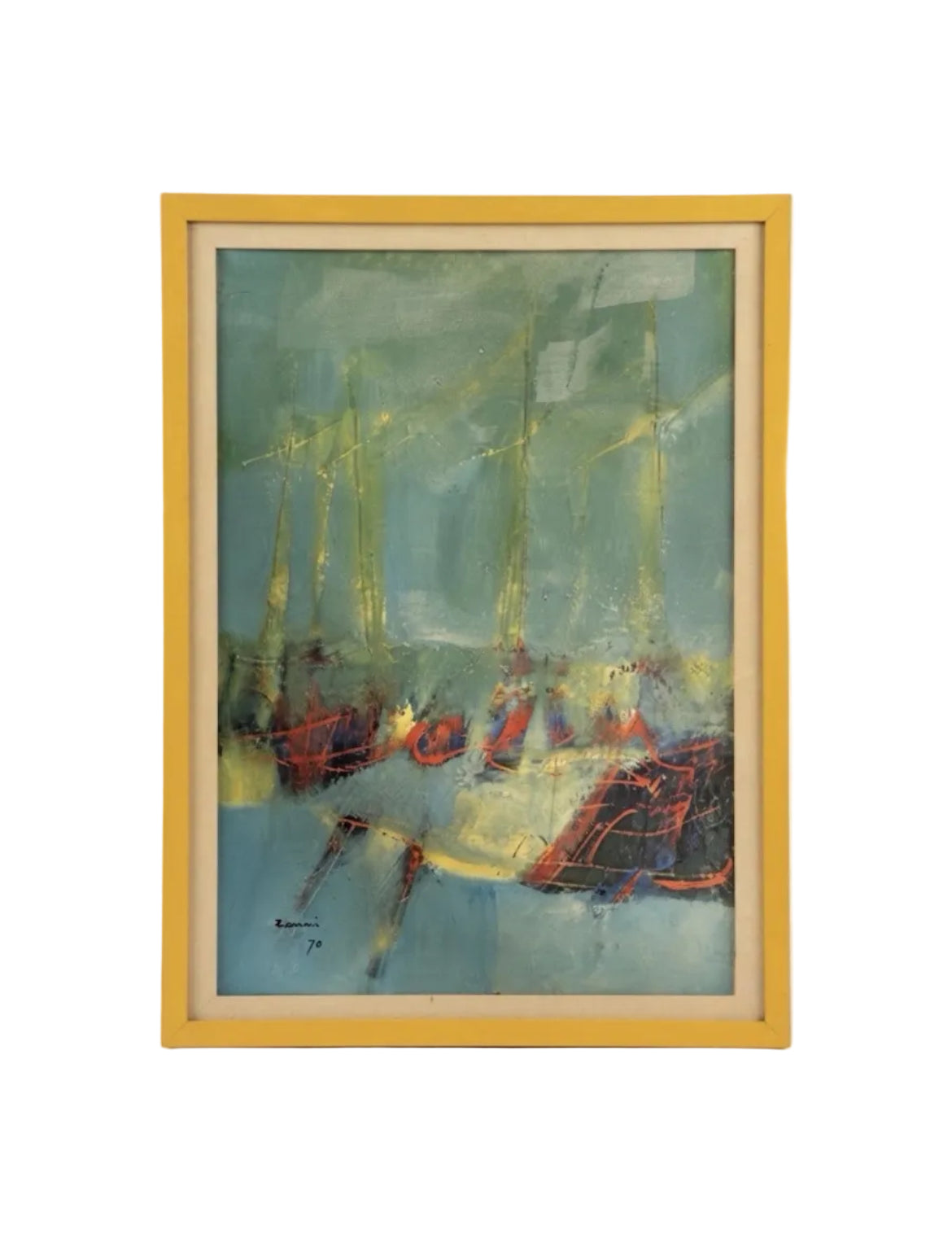 Sergio Zanni 1970 Abstract Seascape Oil Painting Framed