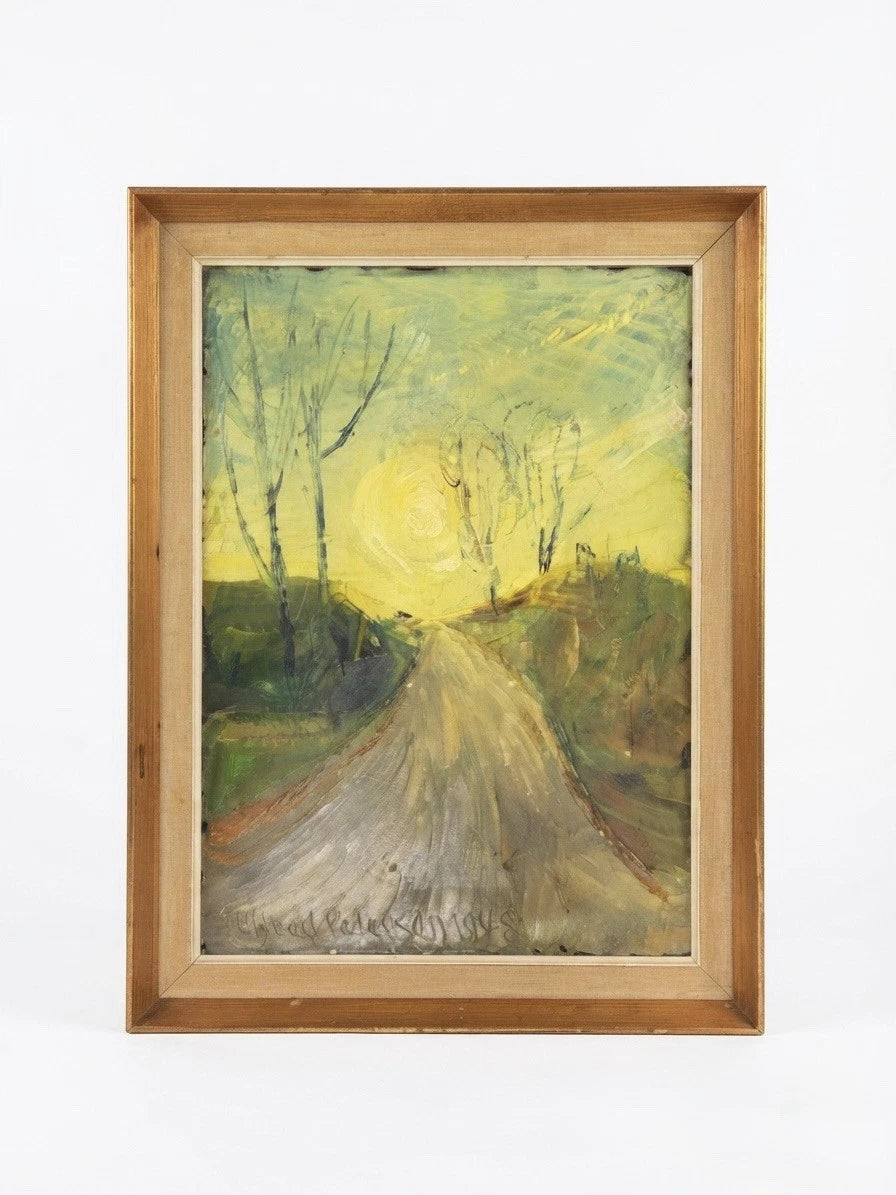 Alfred Pedersen 1948 Oil Painting Danish Landscape Framed