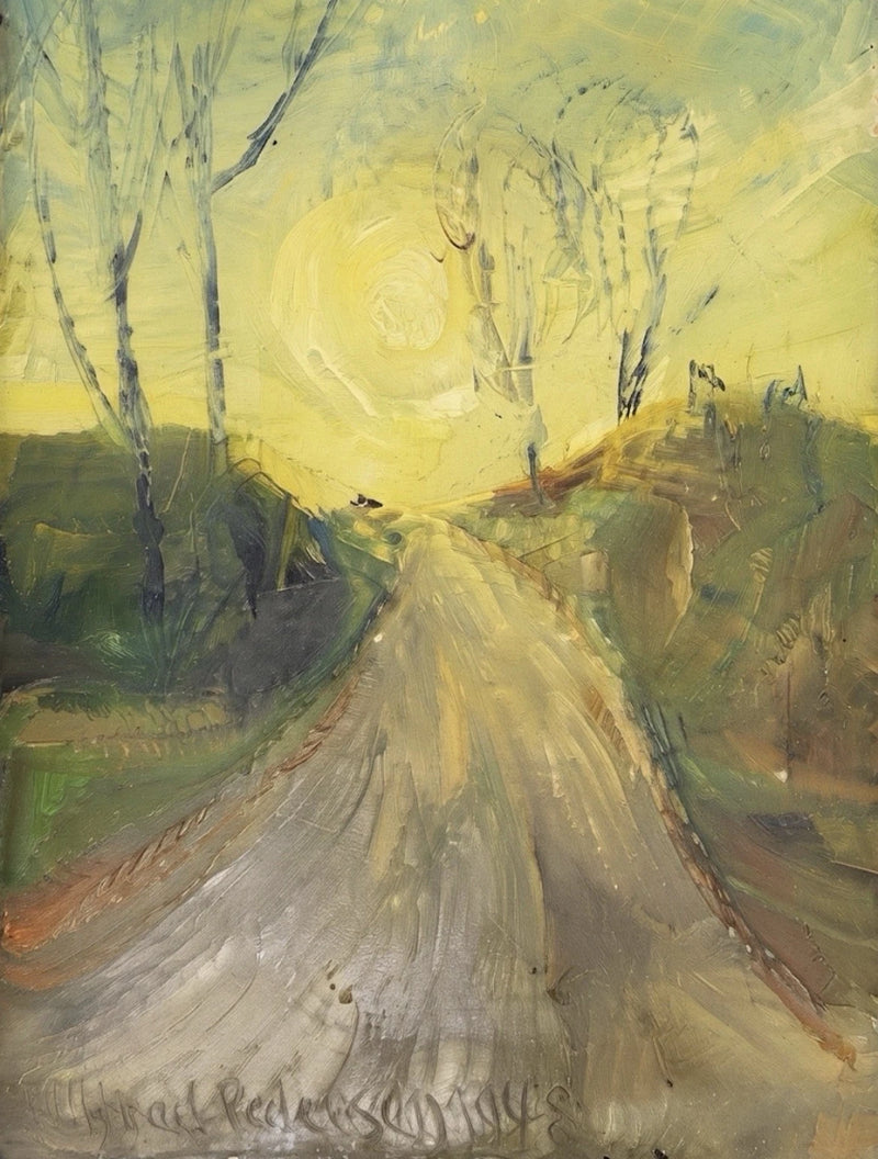 Alfred Pedersen 1948 Oil Painting Danish Landscape Framed