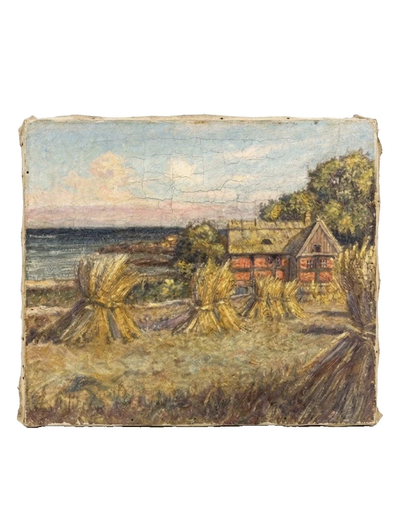 Antique Danish Oil Painting Coastal Landscape Aage Harder