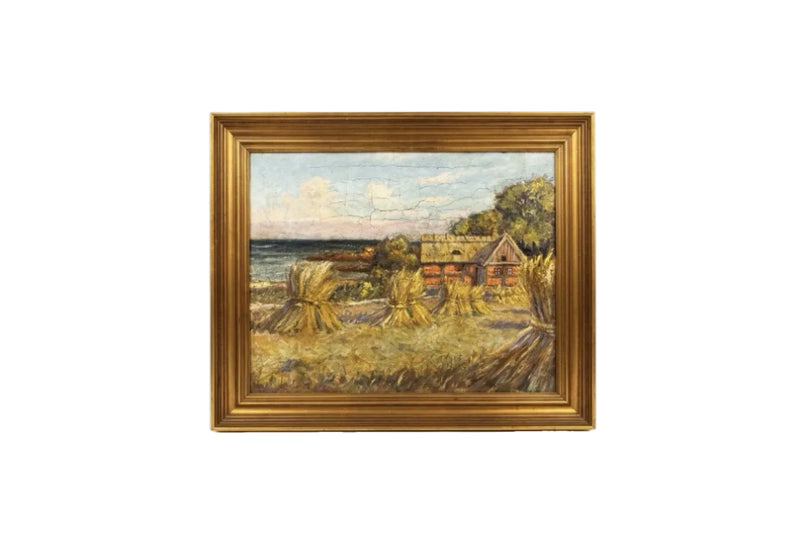 Antique Danish Oil Painting Coastal Landscape Aage Harder