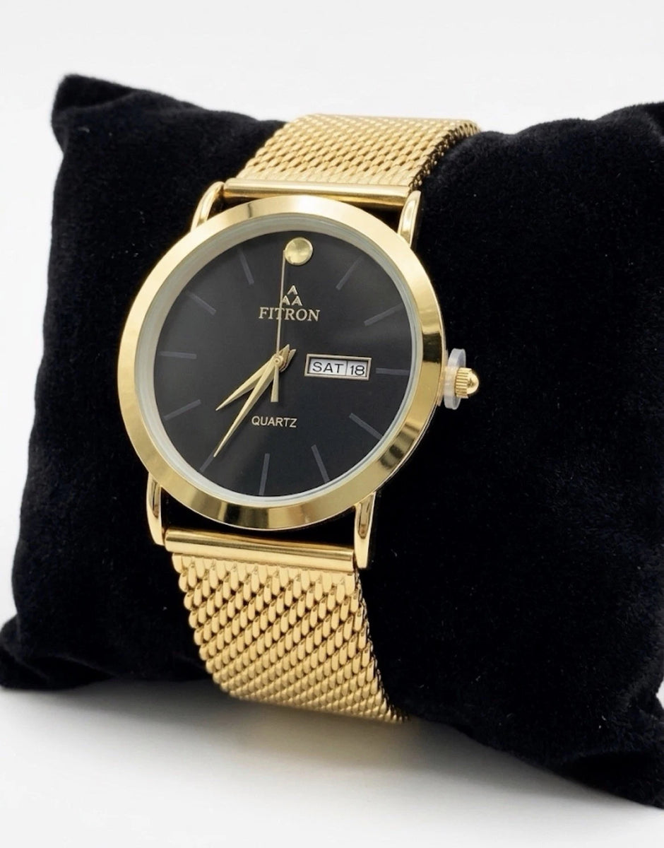 Fitron Quartz Gold Tone Men's Mesh Strap Watch