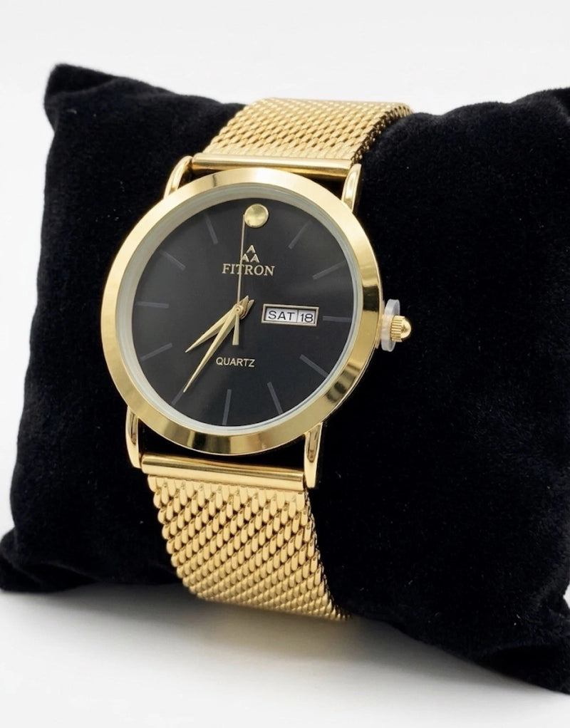 Fitron Quartz Gold Tone Men's Mesh Strap Watch