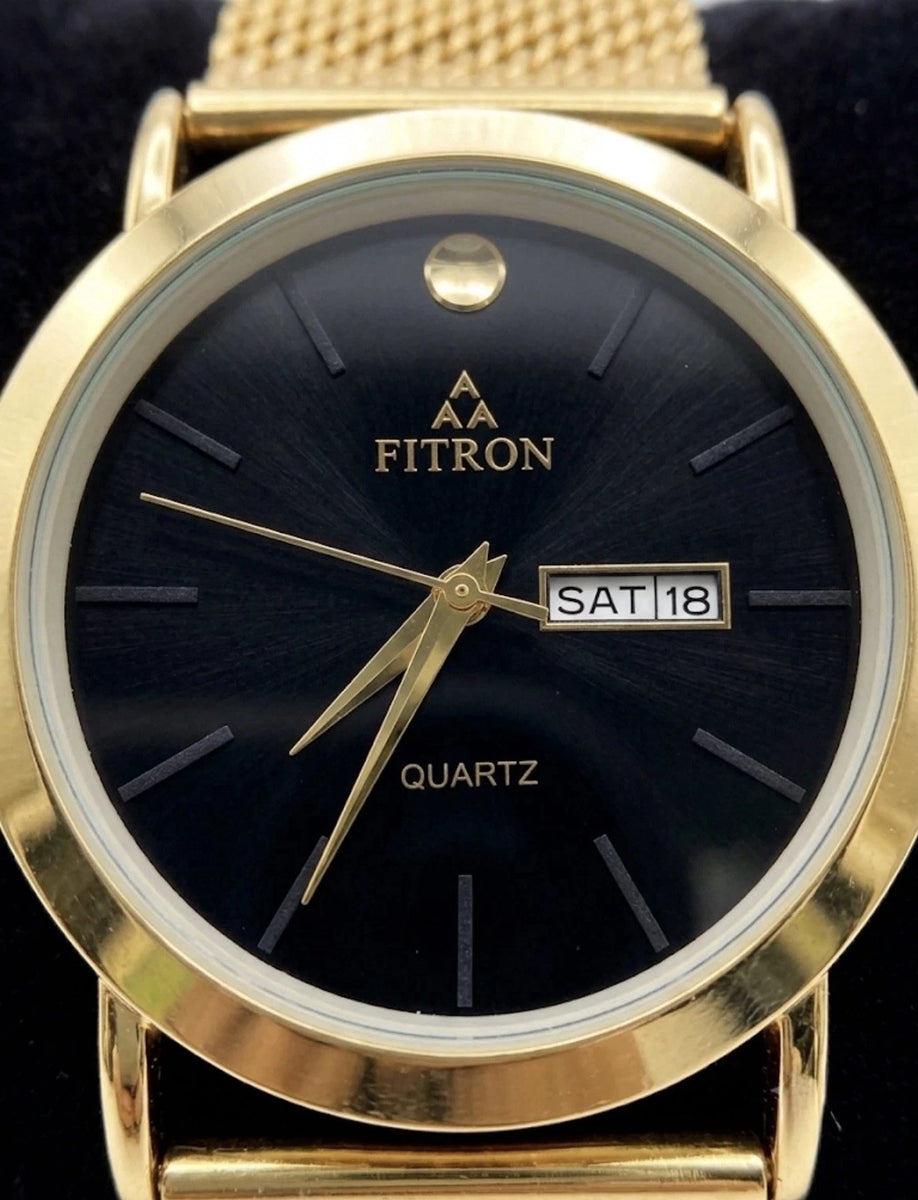 Fitron Quartz Gold Tone Men's Mesh Strap Watch