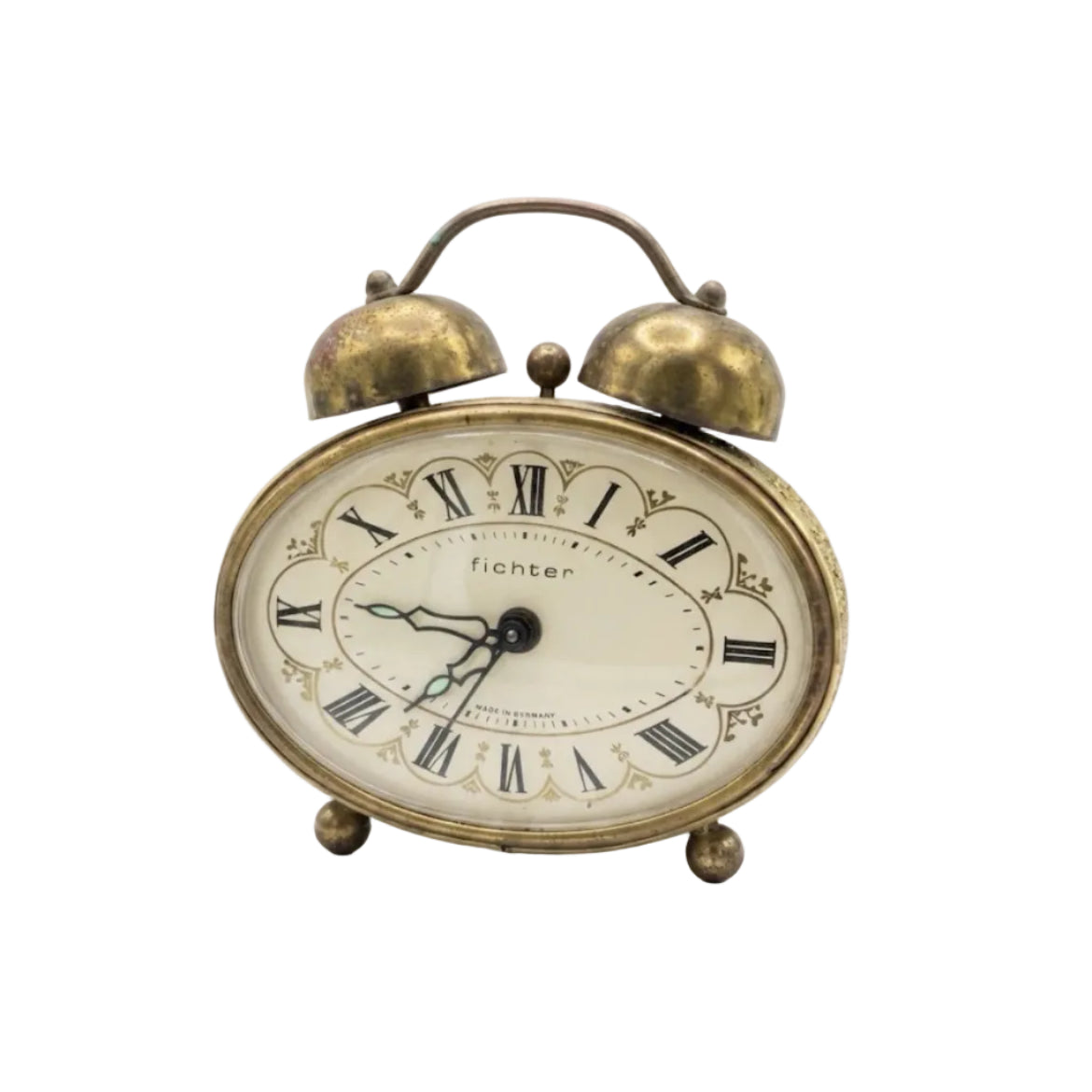 Fichter Oval Alarm Clock Brass Germany 1960s