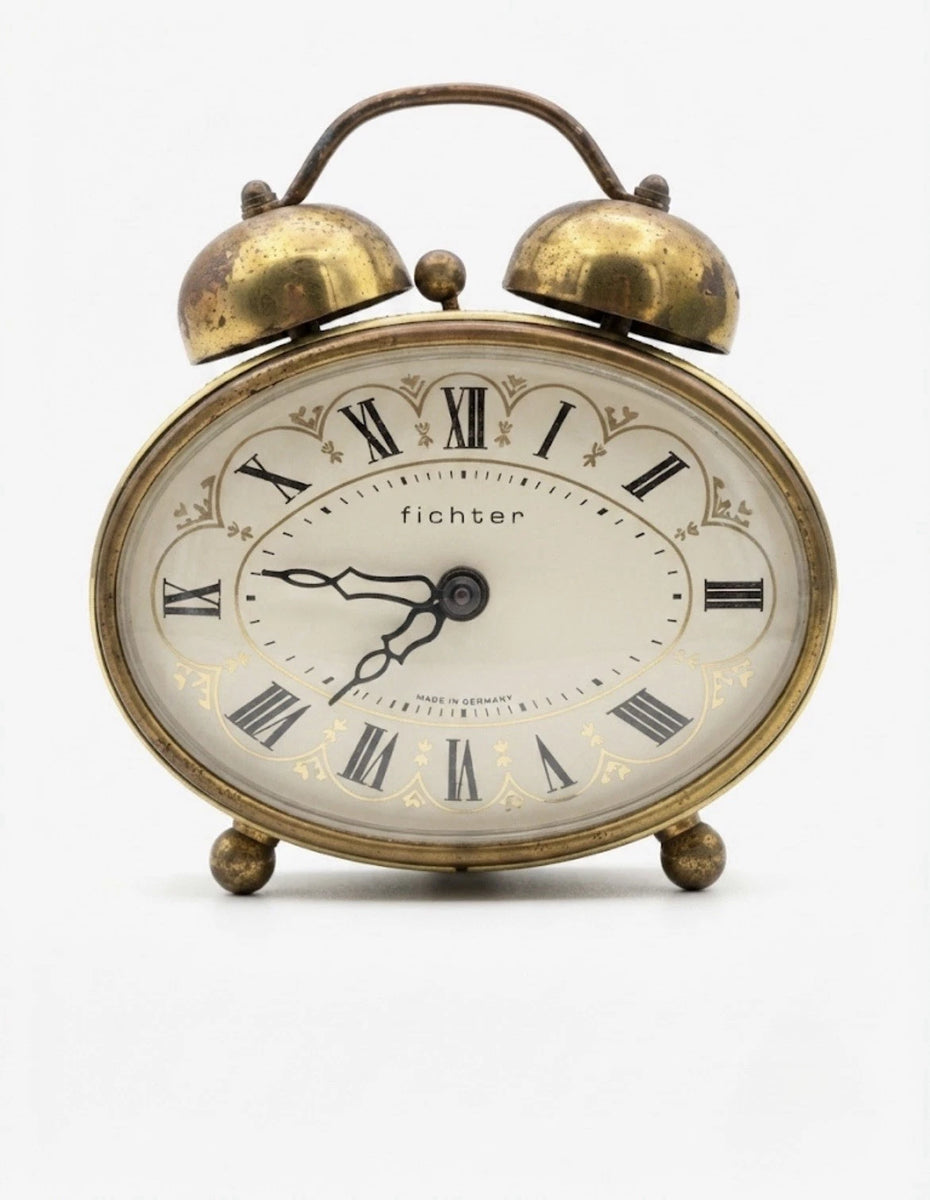 Fichter Oval Alarm Clock Brass Germany 1960s