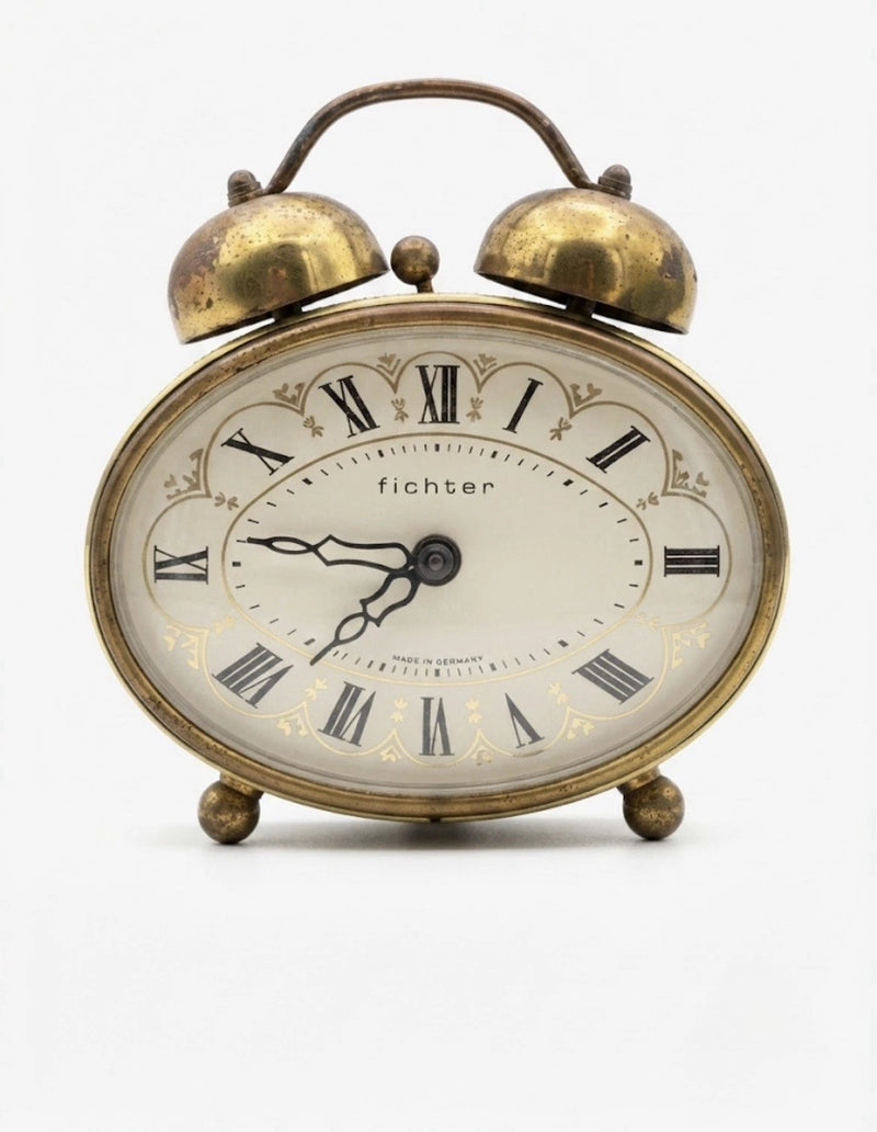 Fichter Oval Alarm Clock Brass Germany 1960s