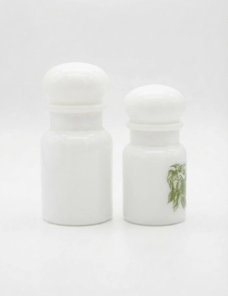 Vintage Milk Glass Spice Jars – Pair, Made In Belgium
