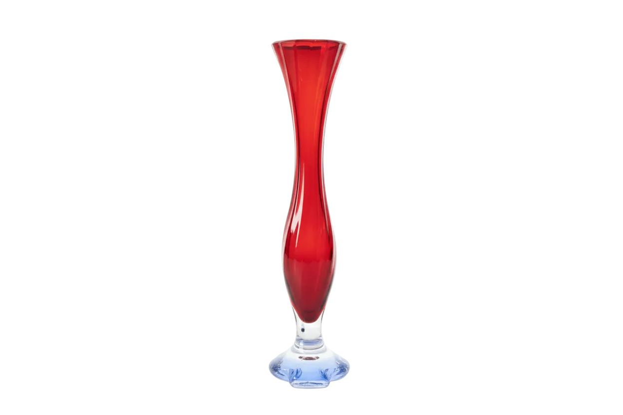 Vintage Empoli Italy Ruby Red Art Glass Bud Vase Italian Retro Decor|286911091526