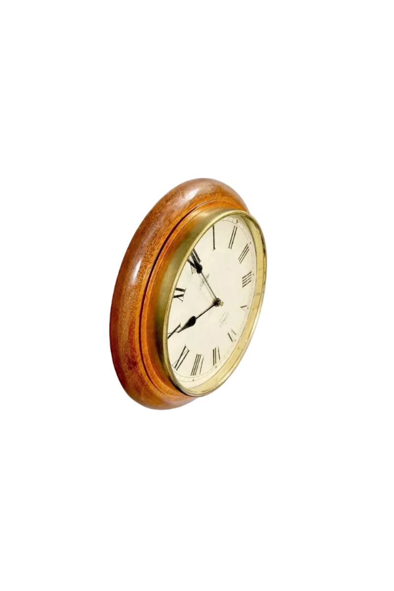 Vintage Prestige Quartz Wall Clock | Round Solid Wood Frame Baronet Heritage Series | c.1995