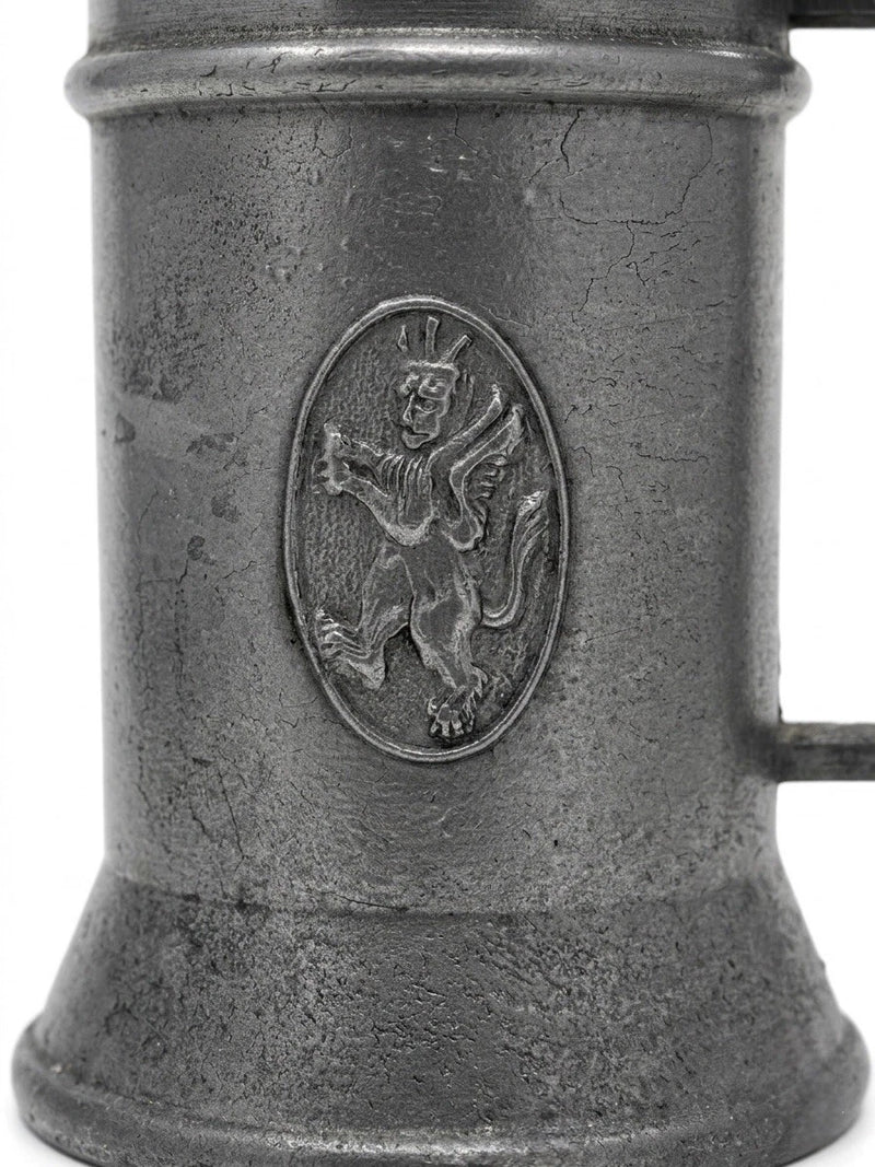 Vintage Miniature UK Pewter Tankard – Heraldic Lion Crest – Small Collectible